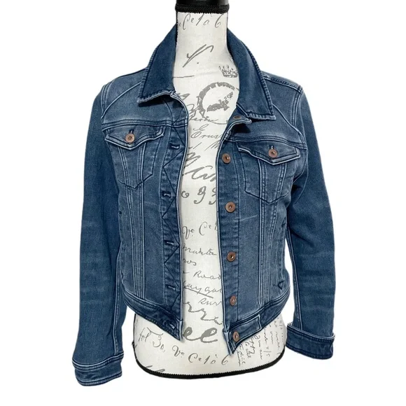 SOLD Anthropologie Pilcro & The Letterpress Cropped Denim Jean Jacket - MP - Picture 3 of 10